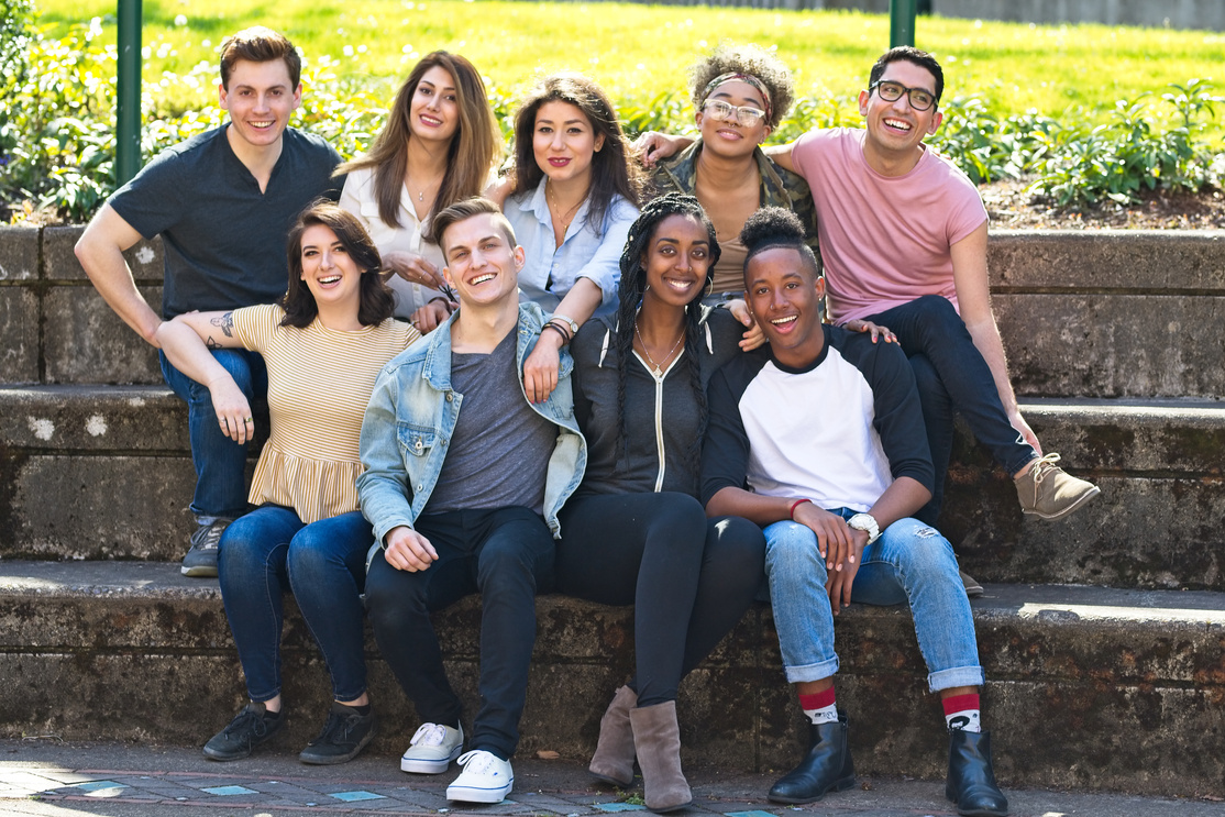 Group Photo Of Diverse College Students